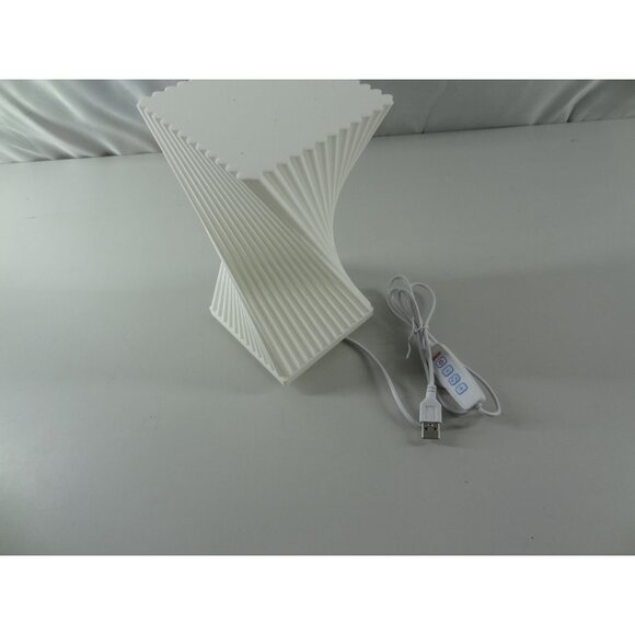 Modern Twisted White LED Table Lamp With Pleated Design 3D printed in USA - Picture 11 of 13